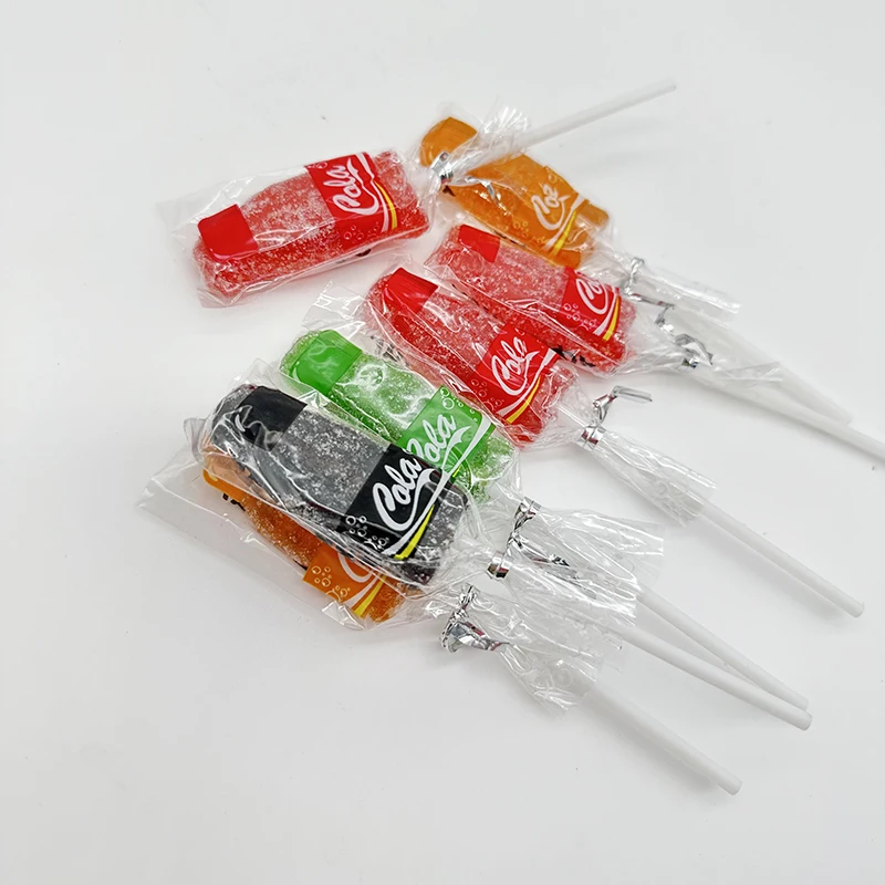 Hot Sale Cola bottle shape gummy lollipop candy Chinese Candy Manufacturers