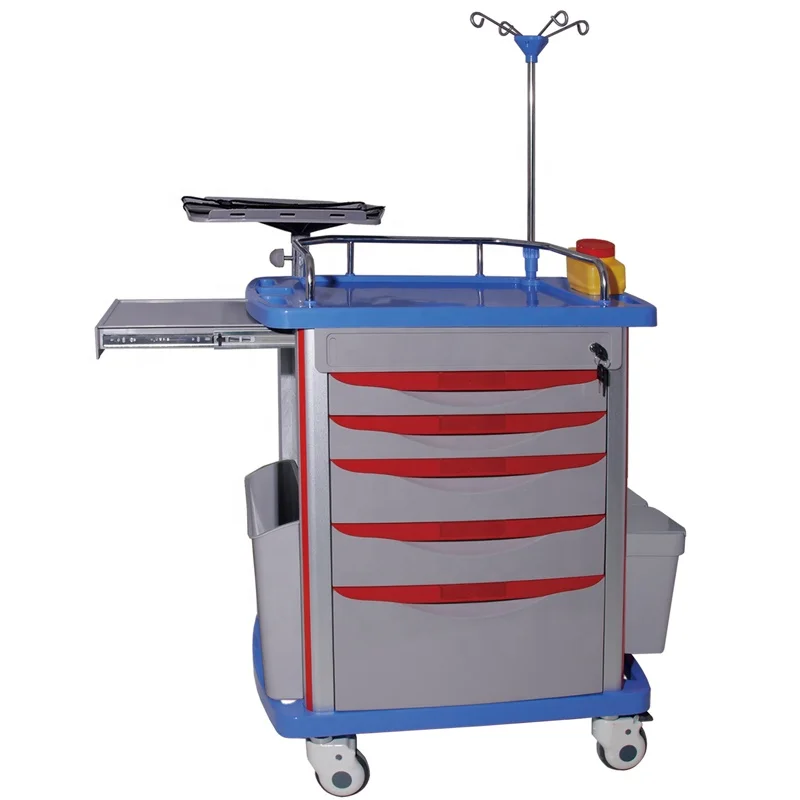 hospital plastic emergency trolley medical emergency cart