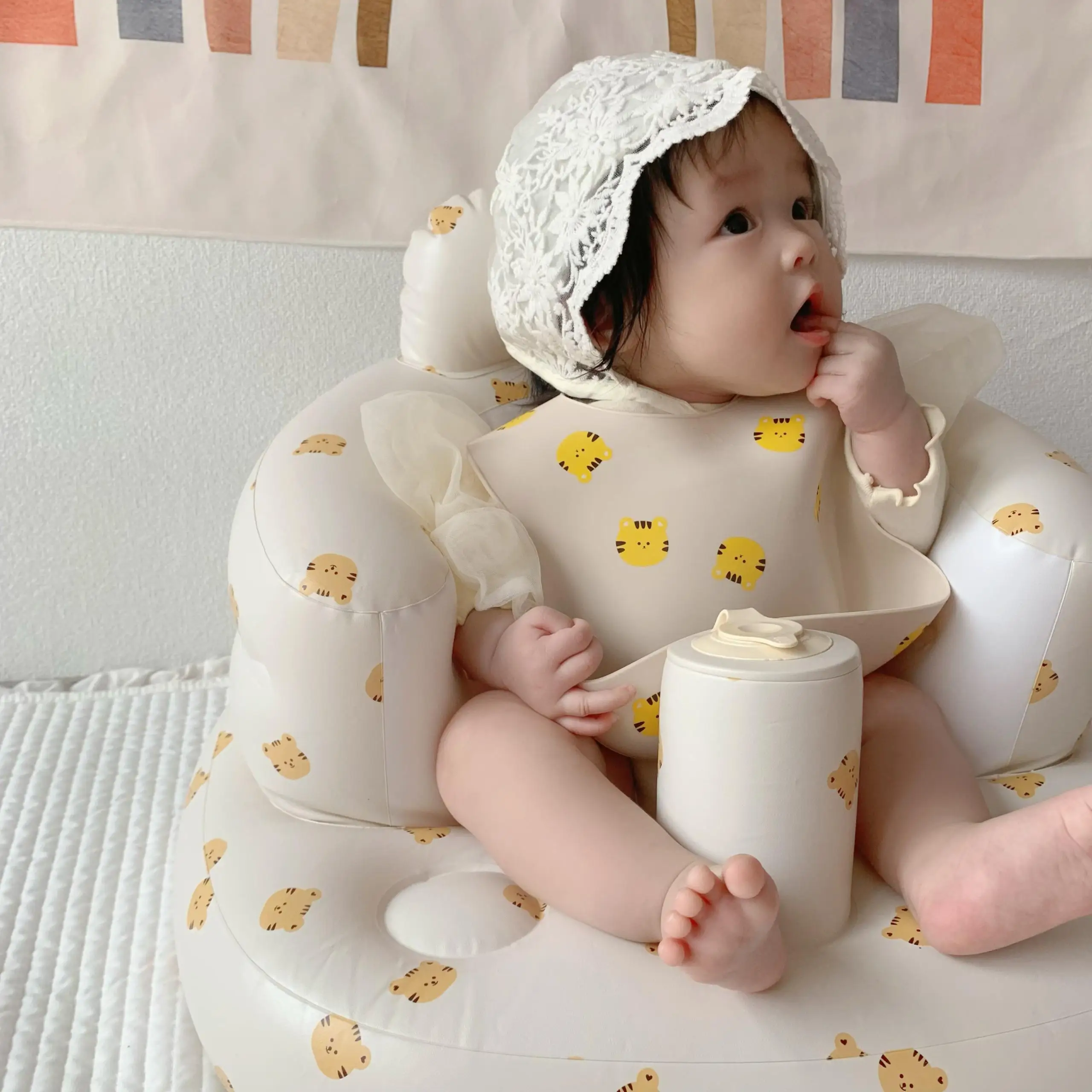 Multifunctional Baby PVC Inflatable Seat Inflatable Bathroom Sofa Learning Eating Dinner Chair Bathing Stool