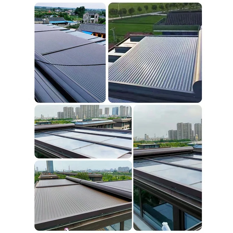 waterproof automatic aluminium rolling shutters roof systems exterior retractable glass cover