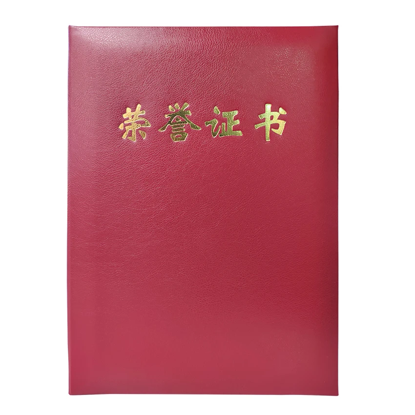 Customized PU leather cover A4 size file folder Paper cover certificate holder Fabric a4 diploma holders