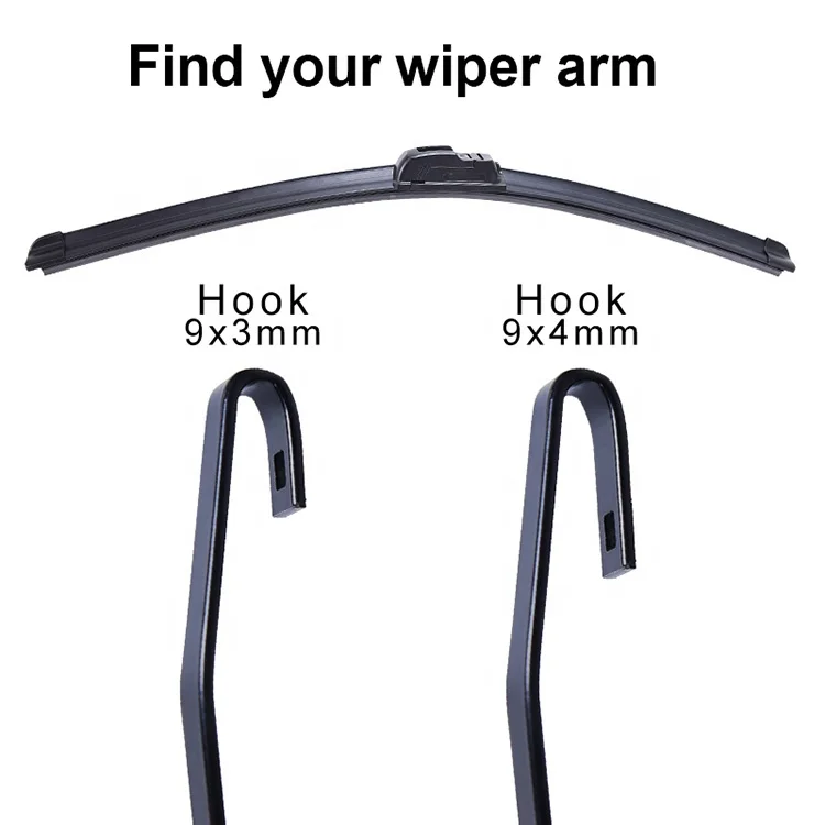 Wiper Blades Universal U/J Type Soft Frameless Bracketless Auto Car Windshield Wiper, Applicable for Rain & Freezing Weather