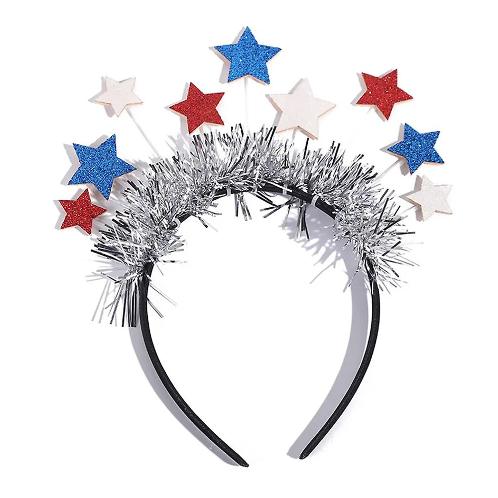 4-я американская повязка на голову July Xmas с блестками мишура звезда девушка блестящая прямая трансляция украшение для волос один размер подходит большинства