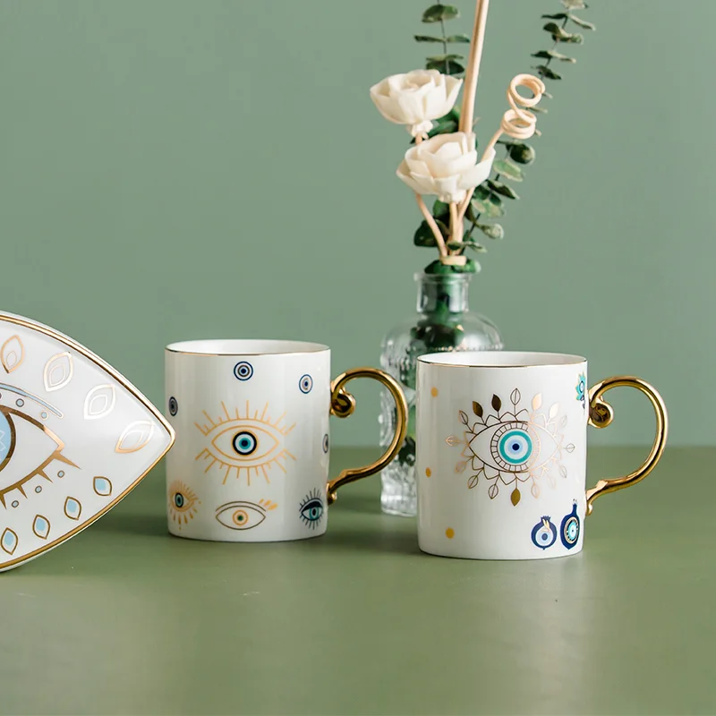 style creative evil eyes design decorative own design ceramic water mug luxury porcelain coffee cups