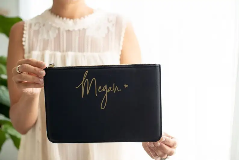 Custom print fashion saffiano pu leather makeup bag