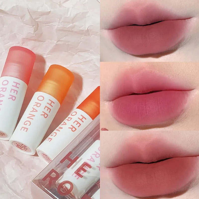 HERORANGE three per package Matte Velvet Lip Glaze set nude color series no stain on cup white air feeling lip mud set