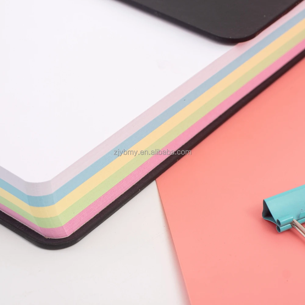Factory Direct Cheap Customized Size Black Leather Blank Sheets Notepad With Colorful Stick