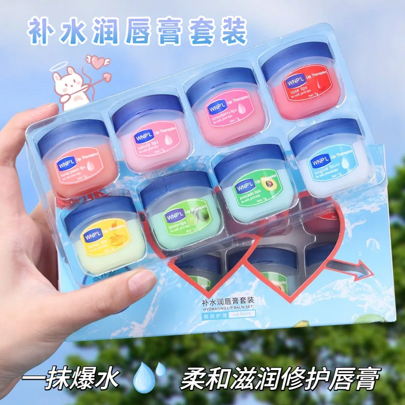 LB013B Cute Organic Hydrating Lip balm mask set vegan Moisturizing repairing veseline  8 pcs ip care balm mask set manufacturer