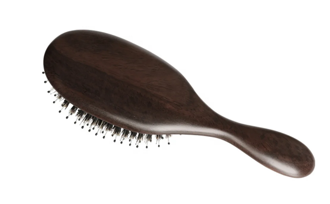 Гладкая Антистатическая щетка для волос гребень из эбенового дерева с щетиной кабана