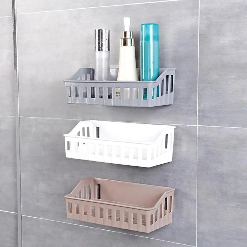 2023 Punch-free bathroom shelf plastic toilet bathroom vanity wall hanging storage rack basket cosmetics organizer rack