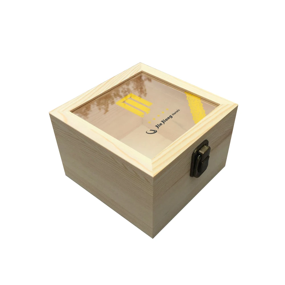 Деревянная Подарочная коробка из натурального стекла или акрилового покрытия на День святого Валентина, квадратная сосновая деревянная упаковочная коробка, детская коробка «сделай сам»