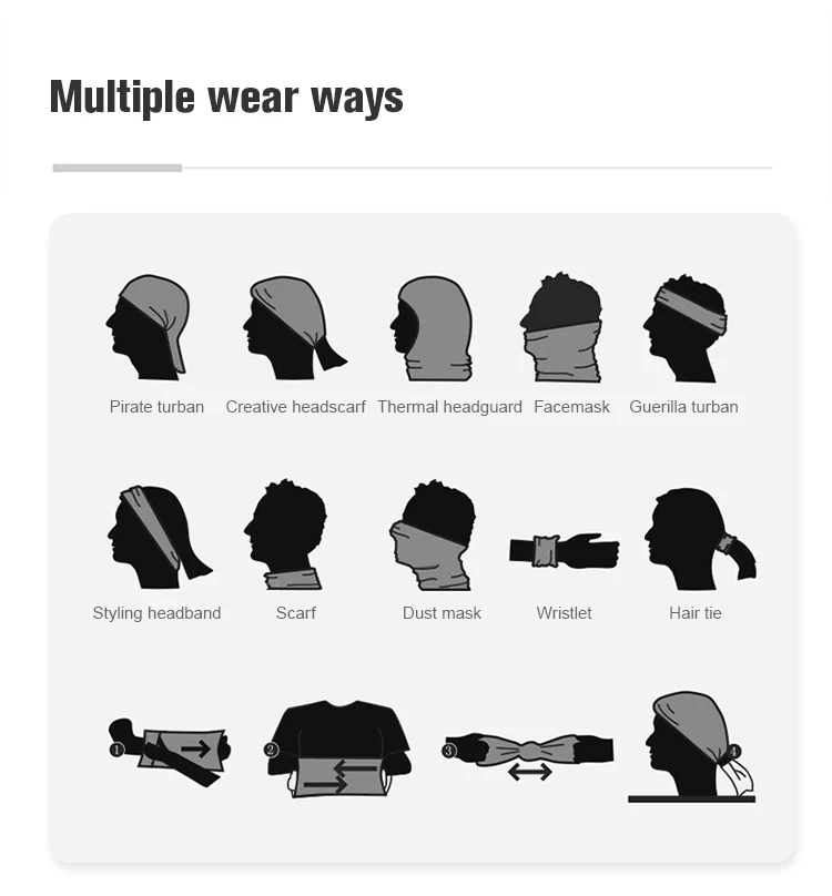 China Supplier Customized Buffss Bandanas Headwear Custom Seamless Tube Bandana