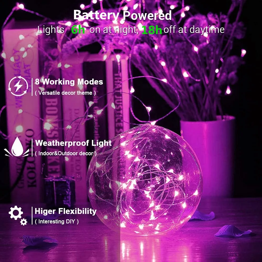 Прямая продажа с фабрики светодиодные гирлянды на батарейках пульт дистанционного управления фея с пересекающимися мигающими звездами медный провод Открытый Свадебная вечеринка Рождественская 10m Розовый