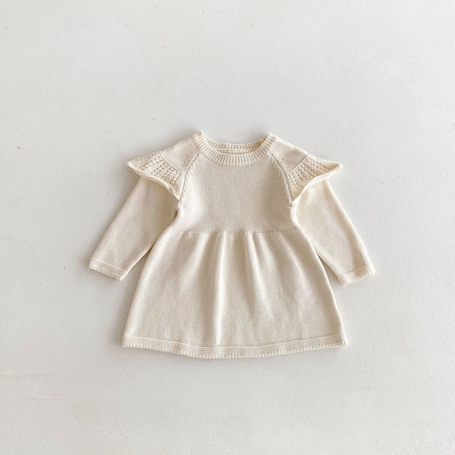 2024 New Korean Fashionable Autumn Winter Knitted Dress and Princess Skirt for 1-8 Years Old Baby Girls Sweet Style