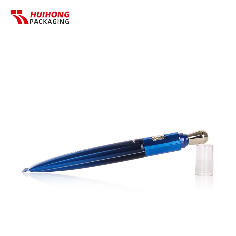 25ml Blue Eye Cream Rotating Vibration  Massage Aluminum Plastic  Tubes With Metal Zinc Alloy Applicator