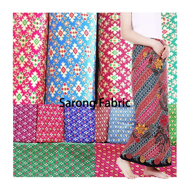 Wholesale indonesia or thailand polyester batik sarong fabric for women skirt dress with custom printing