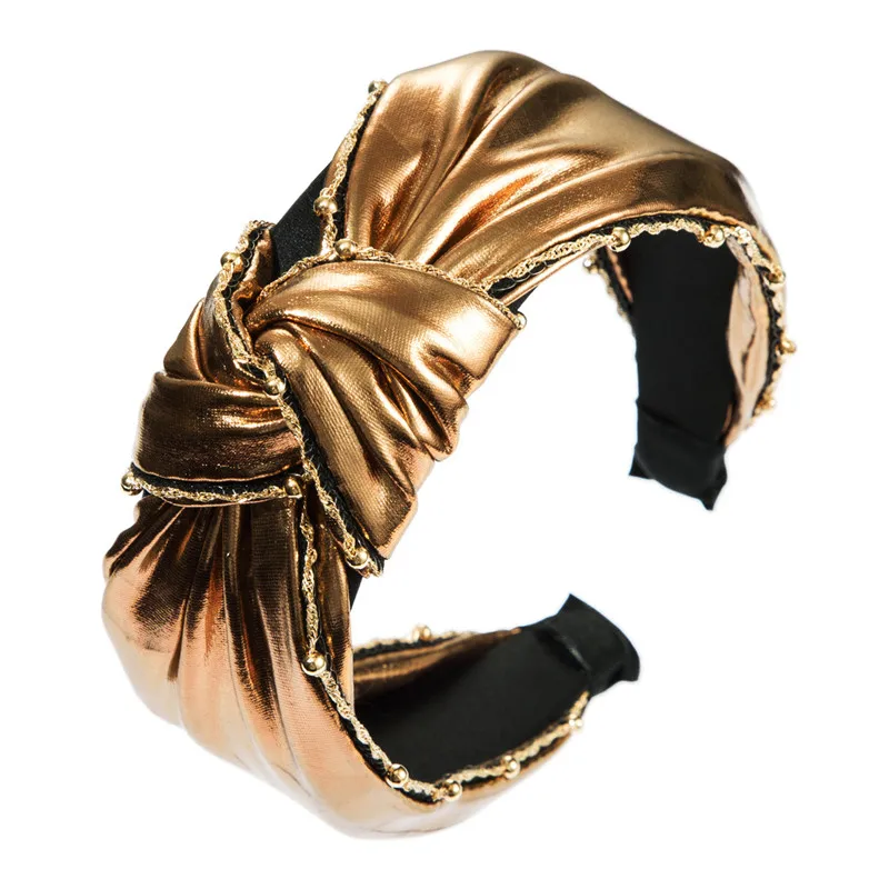 
High-grade Solid Color Artificial Leather Headband For Women Retro Hand-woven Sexy Adult Headband Fashion Hair Jewelry Wholesale 