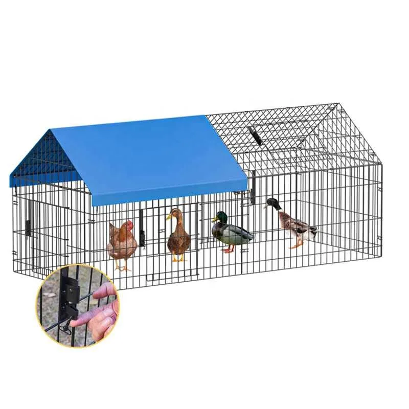Metal Chicken Coop Chicken Runs for Yard with Cover Chicken Playpen Enclosure Pen Kennel Duck Coop