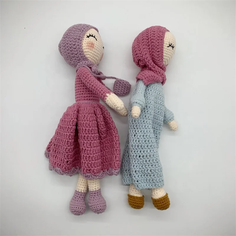 2022 New Arrived Girls Hand Crocheted Muslim Dolls Crochet Hijab Doll Amigurumi Doll