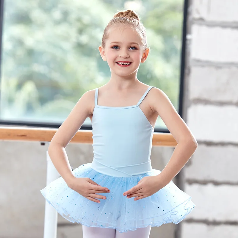 pds982 Hot Sale High Quality Cute Kids Girls Pink Light Purple Ballet Tutu Dance Dress Flutterfly Sleeves Ballet Costume