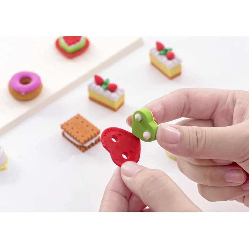 Cute Cookie Donut Eraser Set Pencil Erasers for Office School Kids Prize Writing Drawing Student Gi