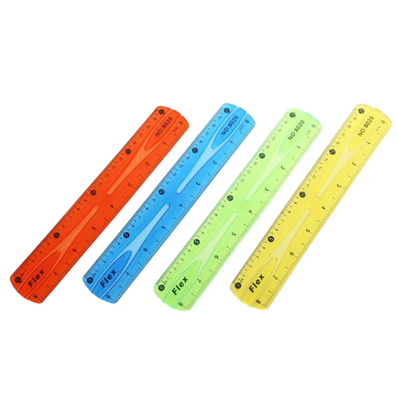 Factory Sale New Design School Stationery Student Gift Simple  20 cm Translucent Bendable Plastic Ruler
