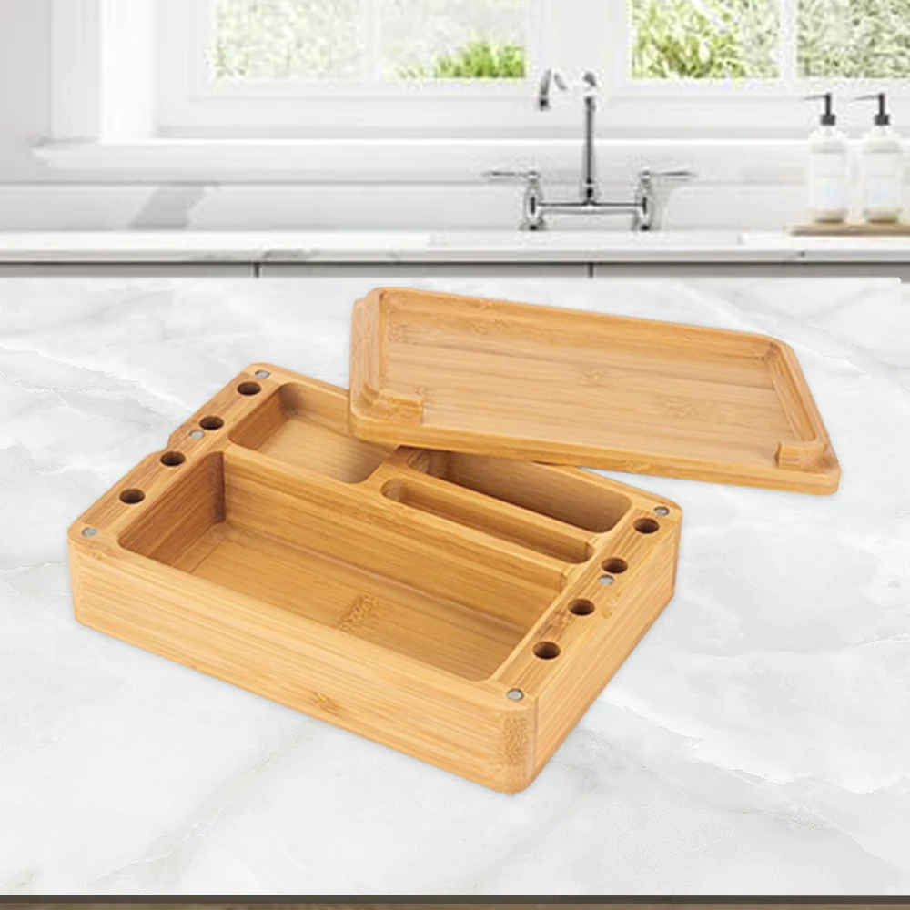 pine wood tobacco herb card magnet rolling tray combo kit extra large stash box dividers grinder smell combination lock