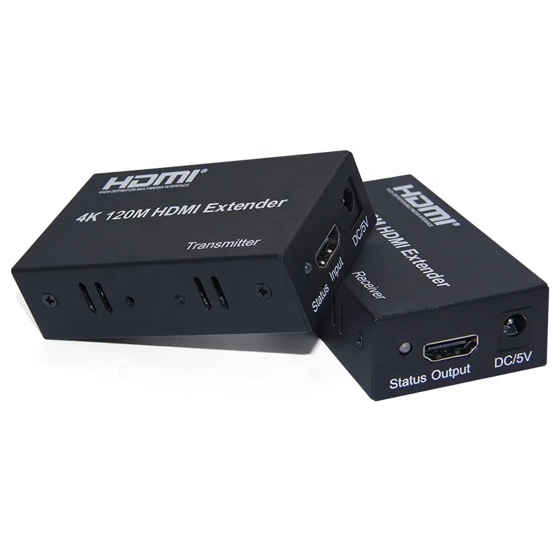 4K HDMI Extender with Transmitter and Receiver 120M Range Metal Adaptor 5V Input for Video Display