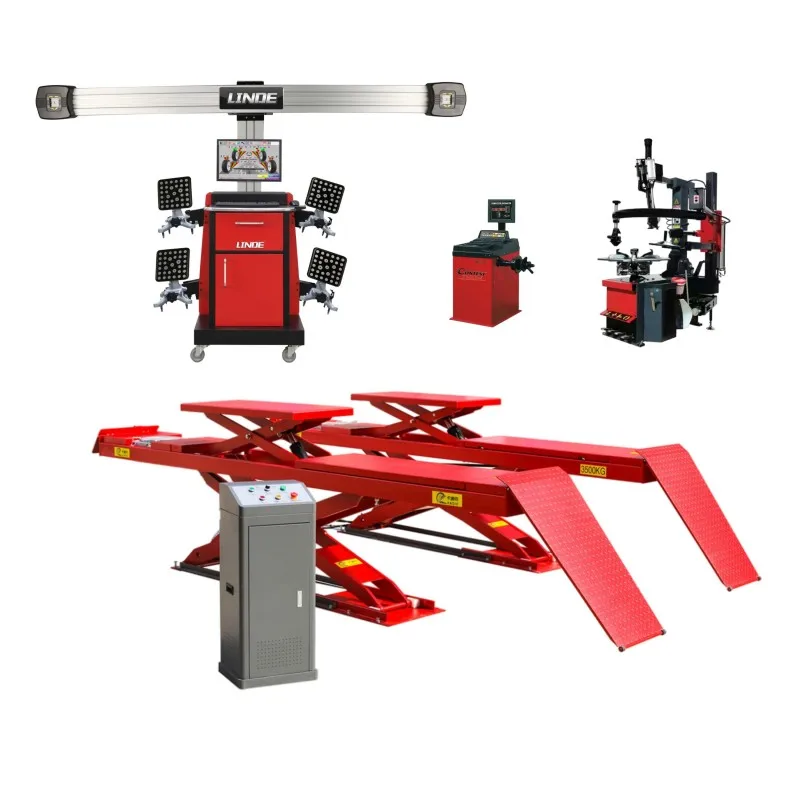 3D wheel alignment equipment, ground large ultra-thin shear type car lift, tire mounting machine, complete set for sale