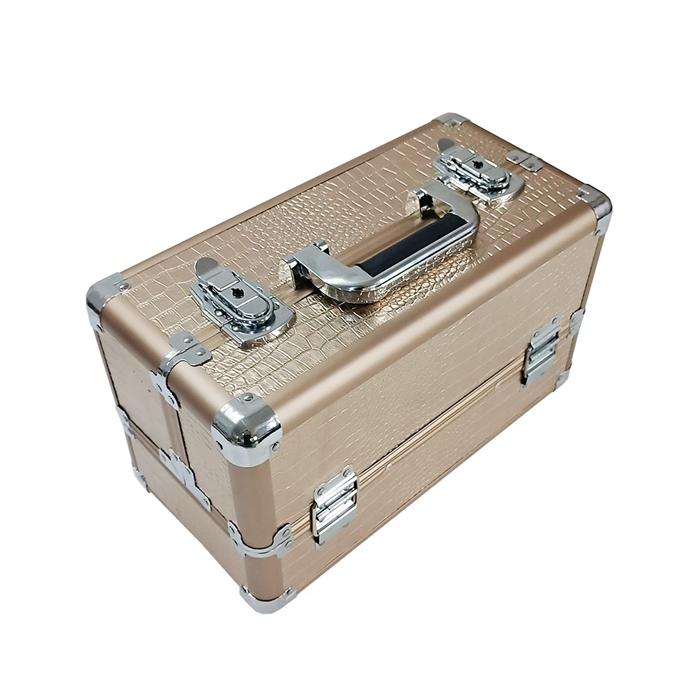 Portable Luxury Aluminum Makeup Case with Alligator