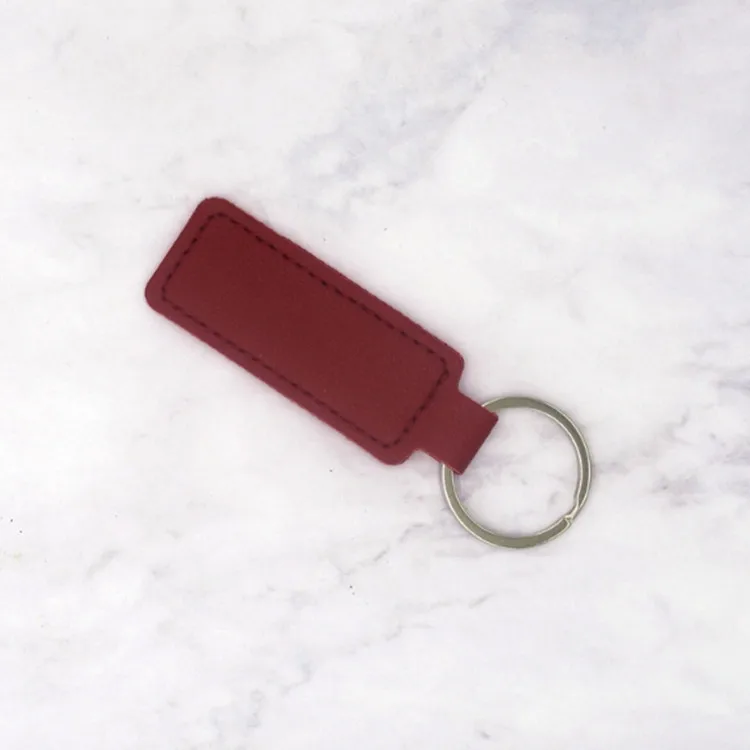 Custom OEM Logo Luxury Pu Leather Keychain Mini Rectangle Personalized Keyring Key Chain for Promotion Gift