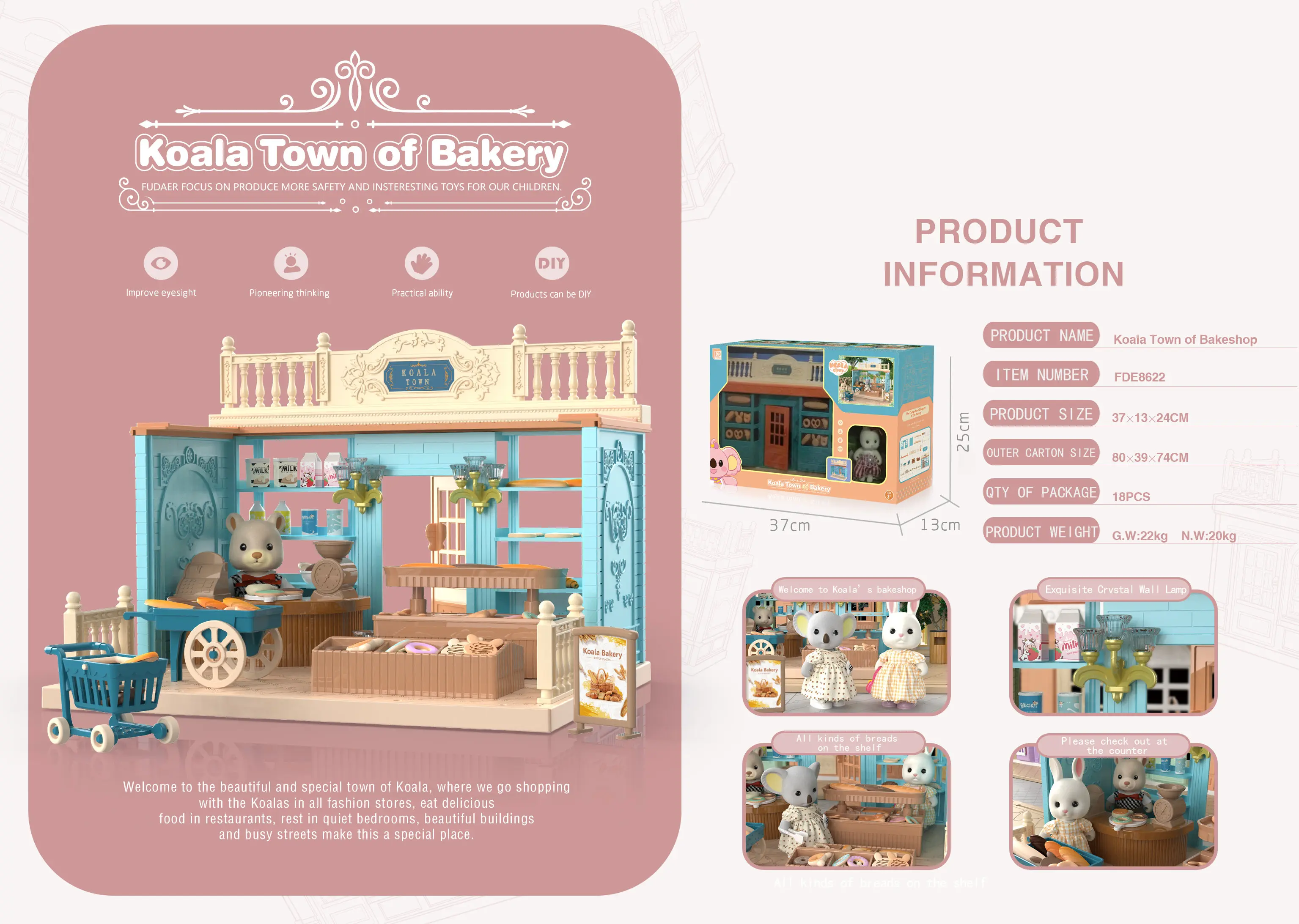 Custom DIY Koalas Town Series Multiplayer Pretend Play Miniature Creative Doll House Furniture Toys