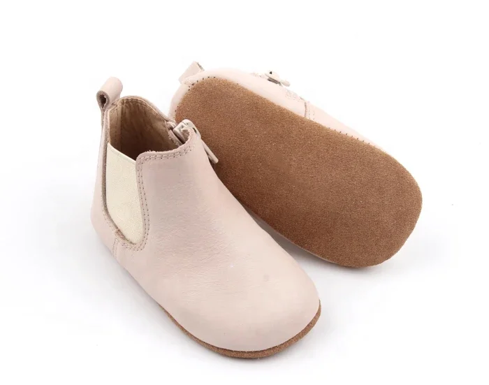  Top-Level Waxed Leather Soft Sole Brown Baby Indoor Shoes Chelsea Ankle