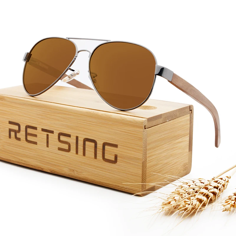 Engraved Your Logo by Laser Wholesale Metal Wooden Sunglasses Bamboo Polarized Glasses