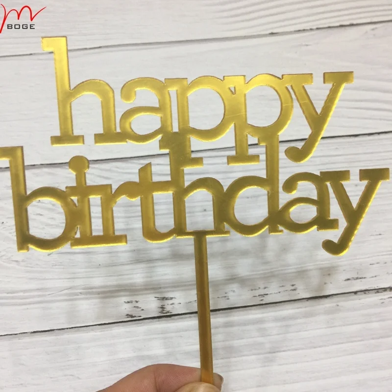 acrylic gold happy birthday cake topper