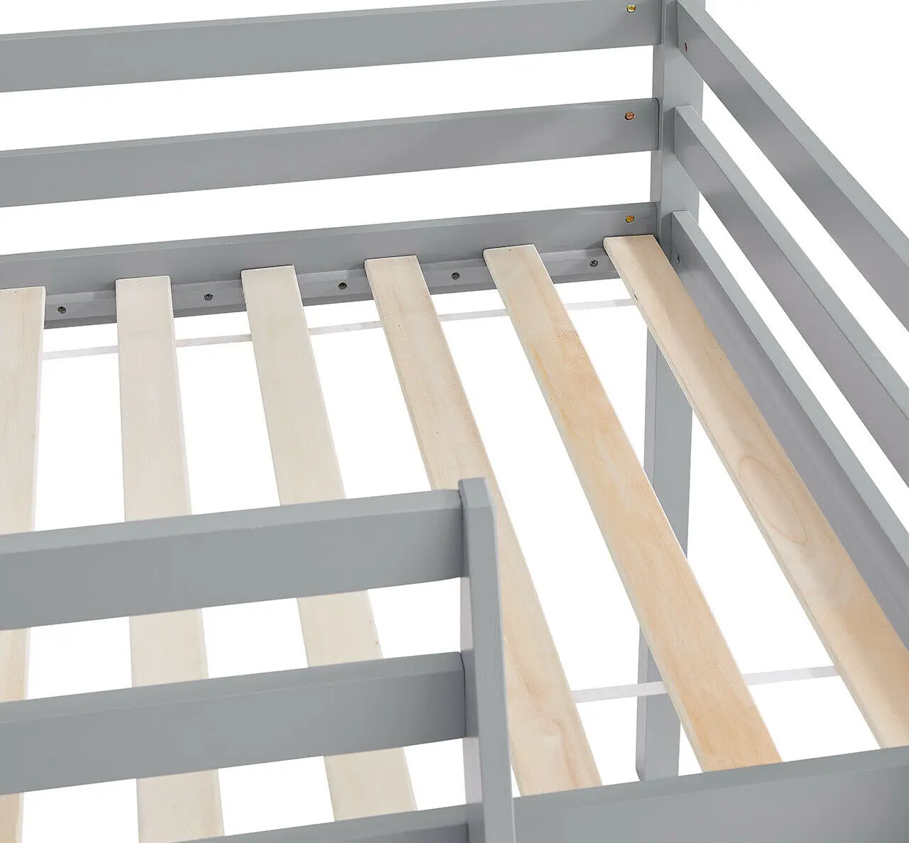 Simple Mid Sleeper Children Wooden Bunk Bed White Grey MDF Wood Kids Furniture Bunk Beds with Slide and Ladder