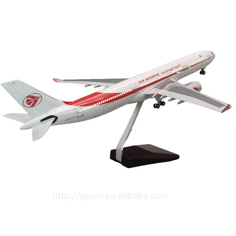 Scale 1:135  47cm A330 AIR ALGERIE Plastic Resin Airplane Model Aircraft with Wheels and LED Lights