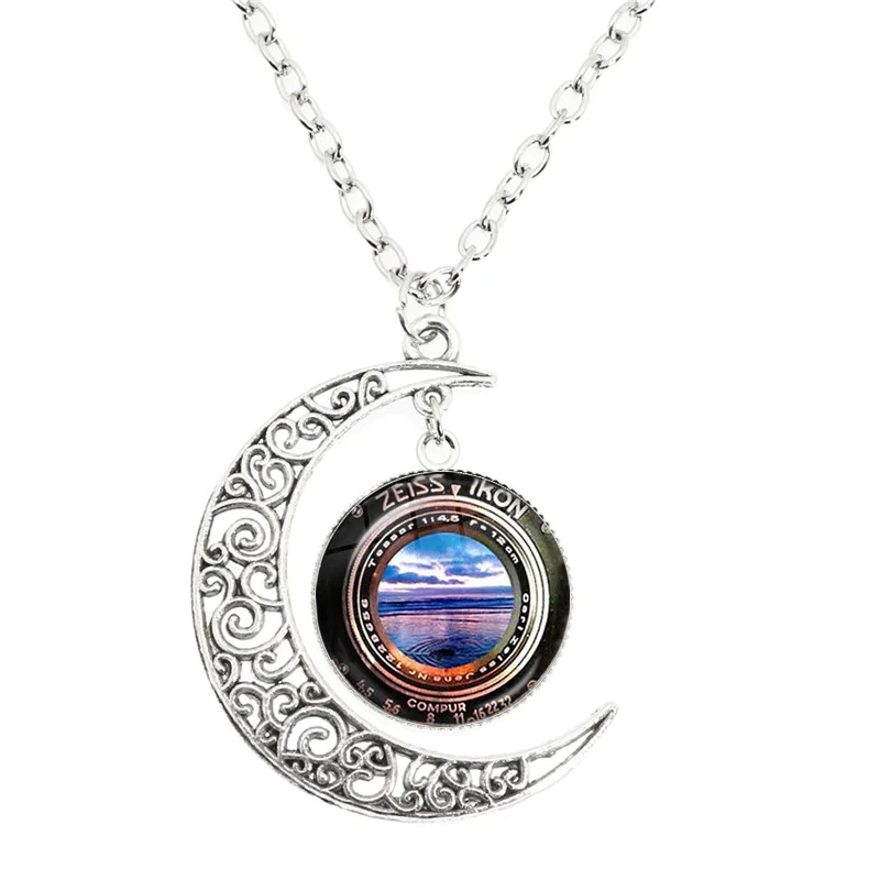 Fashion camera lens art photo moon hidden camera necklace