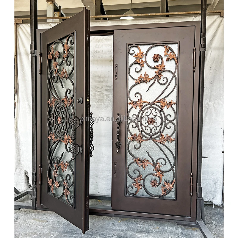 bi fold doors for houses interior decorative metal custom steel security door for home bifold door with Arctic Glass Window