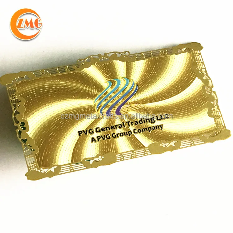 laser cut engraved golden metal business card in cheap price