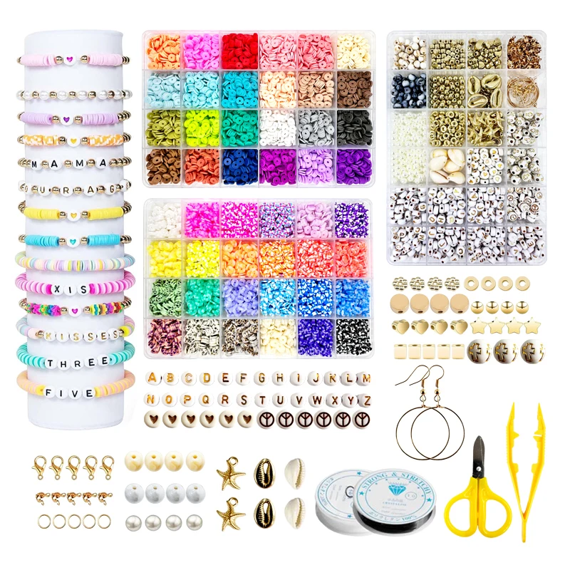 13200 pcs 6mm round polymer clay beads bracelet making KIT HEISHI beads DIY jewelry making Bohemia bracelet kit