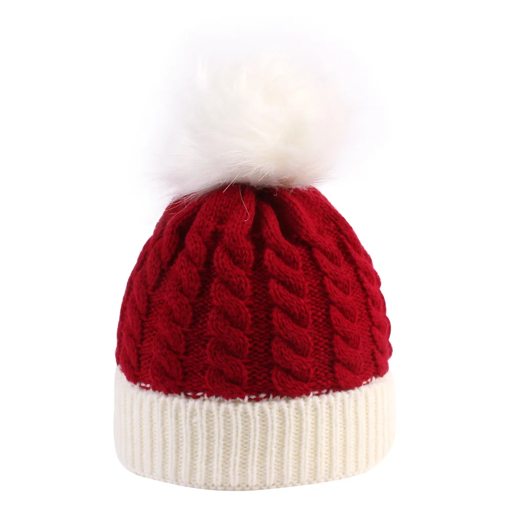 YANYE Hot Selling Autumn And Winter Christmas Wool Knitting Plush Warm Winter Children Kids Baby Hats
