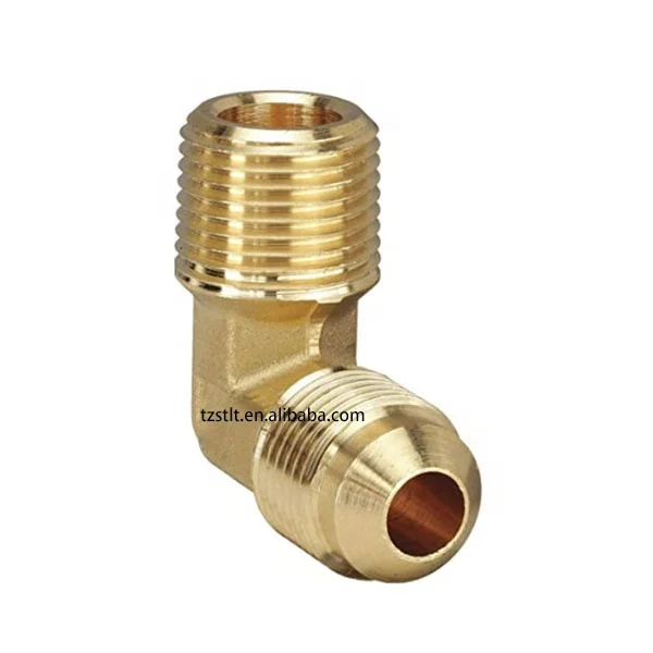 5/8 inch Flare x 3/8 inch FIP Brass 90-Degree Flare Elbow Fitting