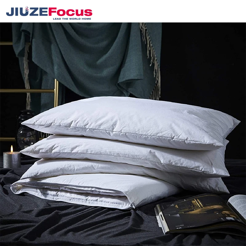 Feather Pillows Queen Size Natural White Goose Down Pillows for Sleeping Adjustable Cotton Down Shell Breathable Luxury