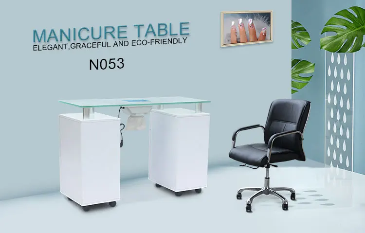 Modern Style Cheap wood top Beauty Salon Furniture Manicure nail tables With Fan