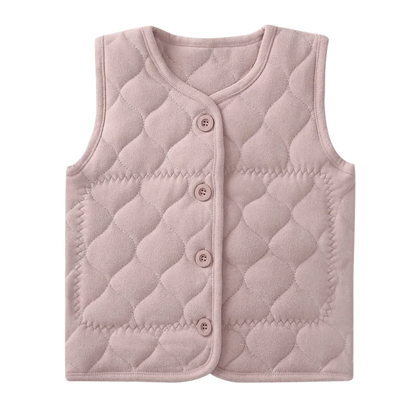 PP fall autumn winter infant baby girls sleeveless jacket toddler kids solid beige brown winter padded vest coat casual outfit