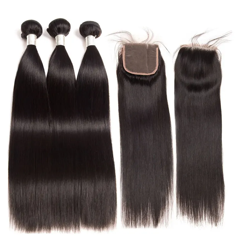 18 дюймов 3 пучка с застежкой класс 10 А партия человеческих волос человеческие волосы
