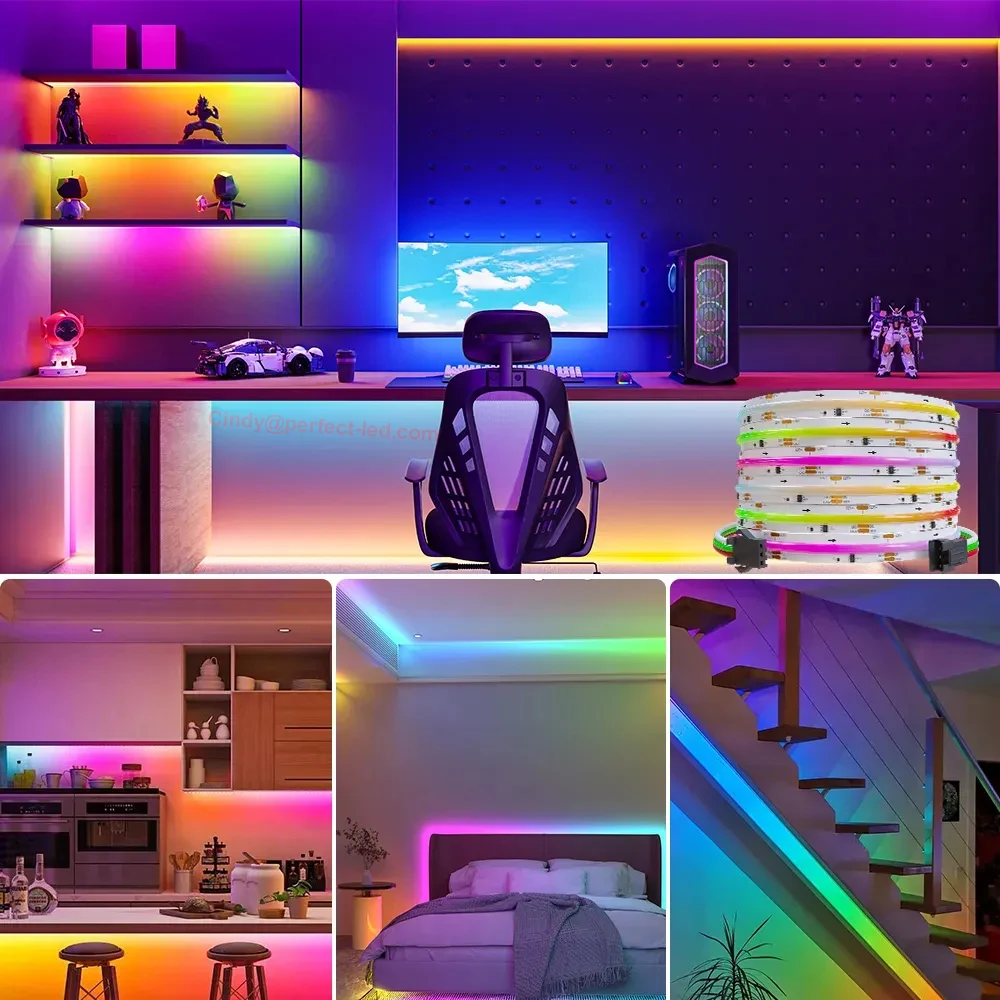 Длина 24 В WS2811 COB Светодиодная лента 720 светодиодов пиксель RGB IC адресуемый Полноцветный гибкий ленточный свет