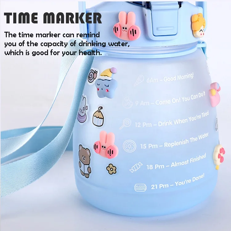 45Oz Kids Water Bottle With Sticker 1.3L Large Capacity Big Belly Water Bottles Tomatodos Kawaii For Children