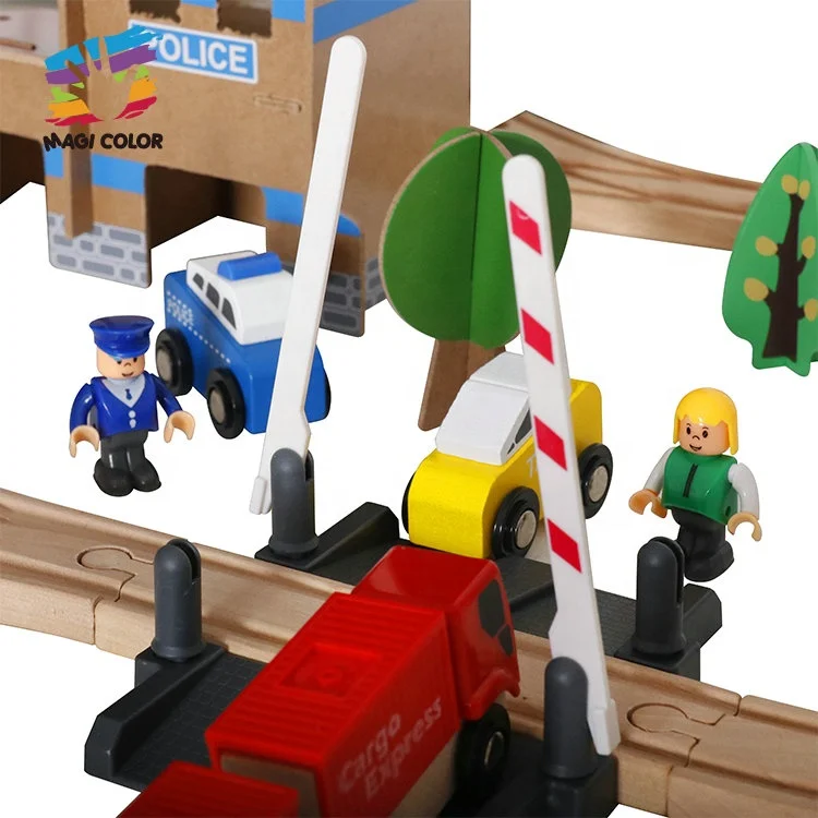 Wholesale funny children wooden electric toy train sets best kids wooden train track toy W04C048